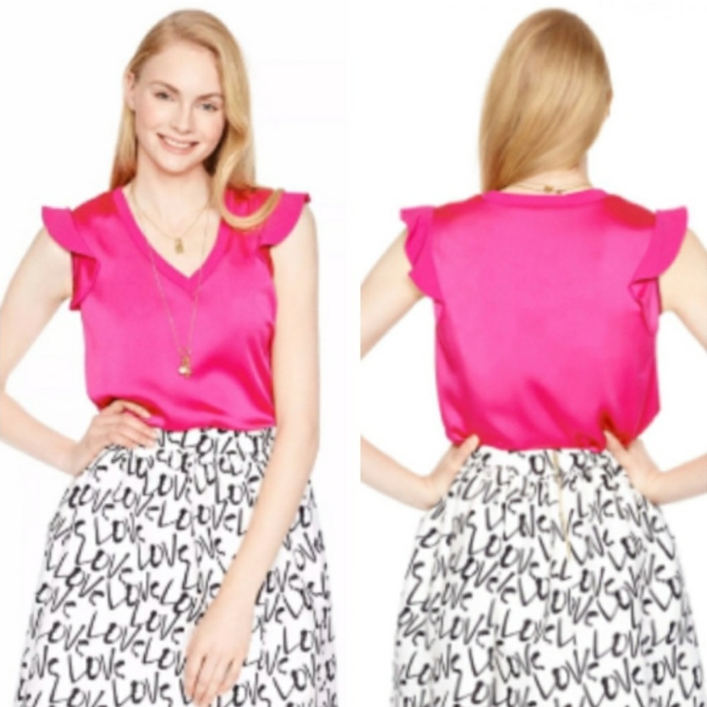 KATE SPADE Satin Crepe Flutter Sleeve Blouse size XS